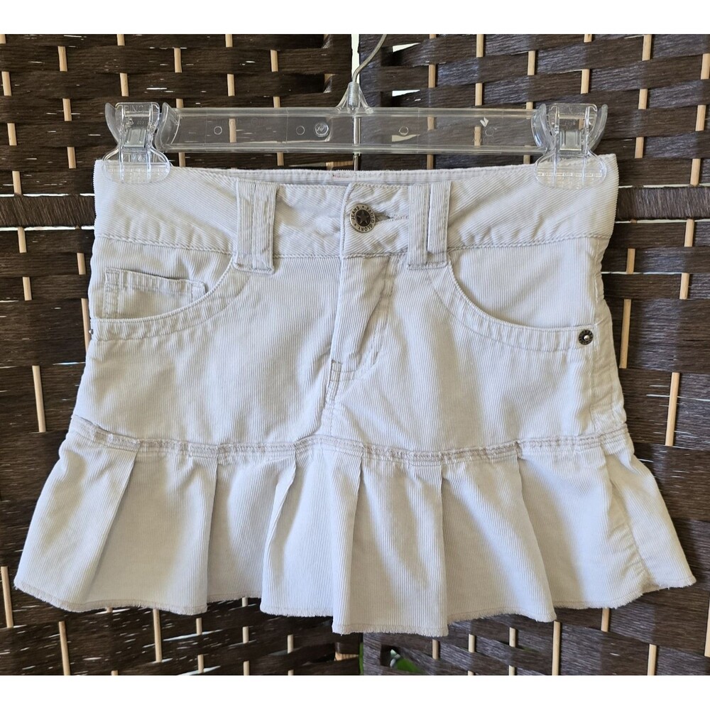 Faded Glory Mini Skort Cream Soft Corduroy Pleated, Girls 8 Y2K Light Academia